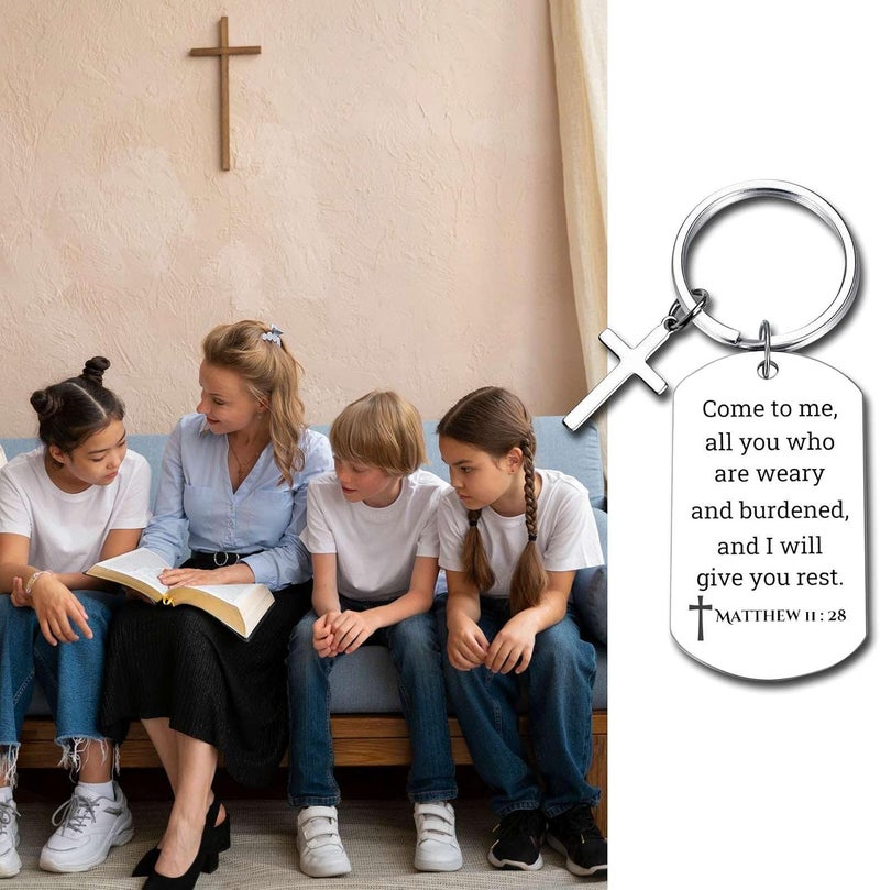 GiftYou Inspirational Scripture Metal Key Chains with Cross Pendant - Bible Verse Keychain Religious Gift for Christian - Image 2